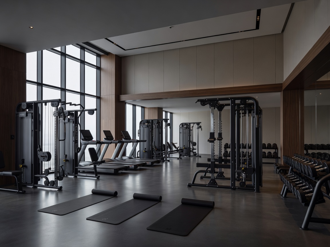 High end indoor fitness facility with premium equipment